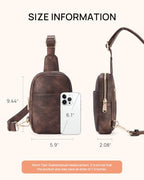 Small Sling Bag for Women Leather Crossbody Fanny Packs Chest Bag for Women Coffee (1-coffee)