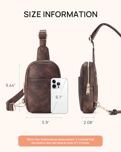 Small Sling Bag for Women Leather Crossbody Fanny Packs Chest Bag for Women Coffee (1-coffee)