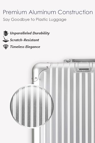 24 Inch All Aluminum Checked In Luggage with Wheels (Silver / Checked in 24inch)