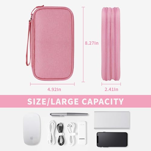 Portable Electronic Organizer Case (F-Double Pink-L / Double Layer-L)