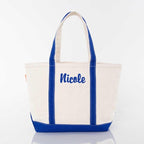 Medium Classic Personalized Monogram Canvas Tote Bag for Women (Royal Blue)