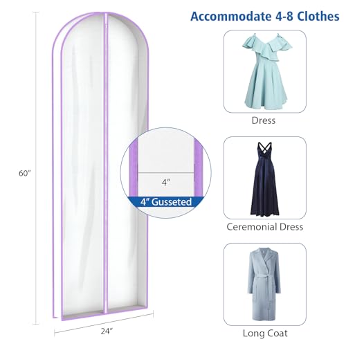 Dress Bags for Gowns Clear Wedding Dress Garment Bag 72 in (72"-2pcs)