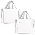 2Pcs Crystal Clear PVC Travel Toiletry Bag Kit for Women Men (2pcs Gray-Large / 2pcs Large)