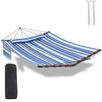 12FT 2 Person Hammock with V Shaped Spreader Bar (Blue Stripes)