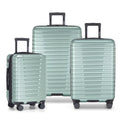 Boren Expandable Hardside Rugged Travel Luggage with 8 Spinner Wheels (3-Piece Set, USB Port in Carry-On / Metallic Lime Green)