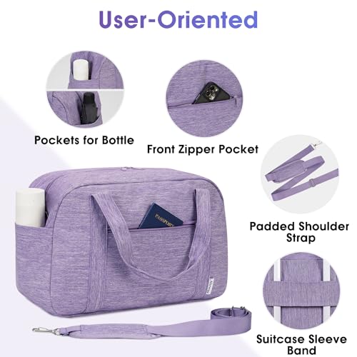 Carry on Duffle Bag Underseat for Airplane (Purple / Small without laptop compartment)