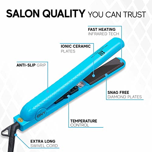1.25 Inch Diamond Ceramic Flat Iron (Turquoise)
