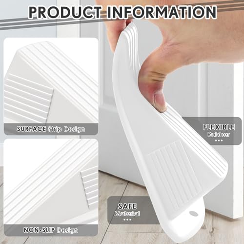 2 Pcs Jumbo Door Stoppers Heavy Duty Rubber Doorstop (White)