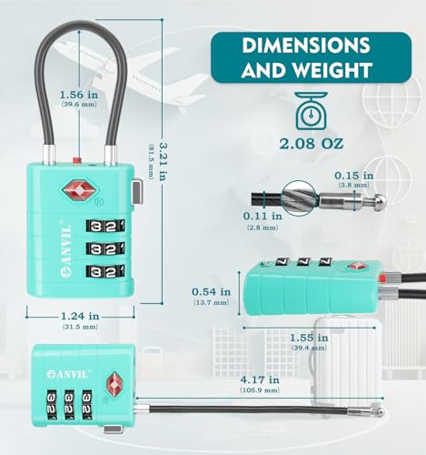 TSA Approved Luggage Locks (CYAN)