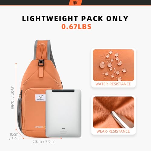 Sling Bag RFID Crossbody Sling Backpack Cross Body Shoulder Bag Travel Hiking Daypack for Women Men (Orange)