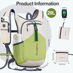 20L Hiking Backpack for Men Women Lightweight Foldable Small Daypack for Travel Camping Outdoor (Beige and Green / 20l)