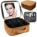 Makeup Bag with Led Mirror (Brown-1 / with LED mirror)