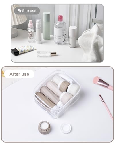 Travel Bottles for Toiletries 8 Pack (3 Ounce bottle 1 Ounce jar / Brown)