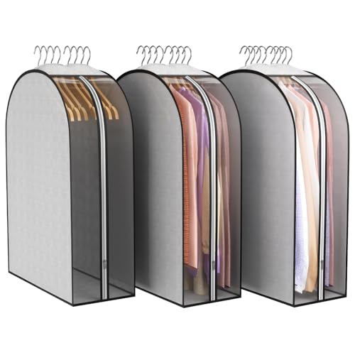10" Gusseted Garment Bags for Hanging Clothes (Grey / 32 inch)