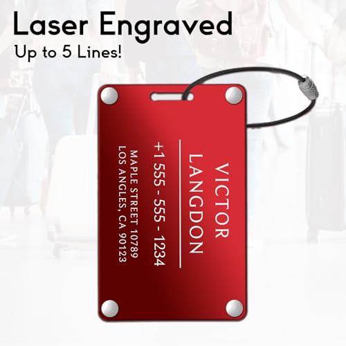 Personalized Luggage Tags for Suitcases (Pure Text-red-largename)