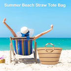 Beach Bags for Women Straw Tote Bag Summer Beach Bag Large Woven Straw Tote for Vacation Holiday (Brunette)