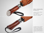 Folding Umbrella Lux Hardwood Handle Herringbone Gold Flame (Herringbone Gold Flame)