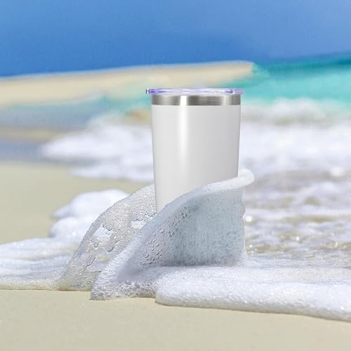 20oz Tumbler Insulated Coffee Tumblers with Lid Stainless Steel White 4P (White)