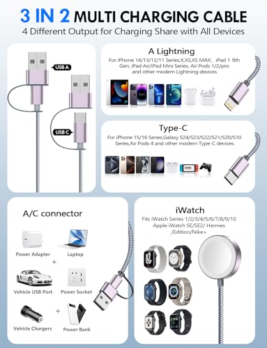 1Pack Travel Essentials for Apple Watch Charger (Gray / 1Pack-5 FT)