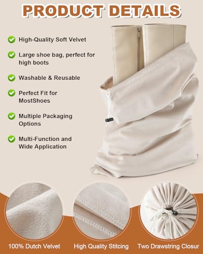 2 Pcs Shoe Bags for Travel (Beige / 21.2"x13.3")