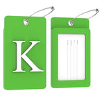 2 Pack Initial Luggage Tags for Suitcases Airplane Travel Essentials (Large K / Green)