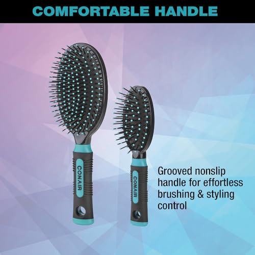 Hairbrush Hair Brush (Black/Teal / Nylon Oval Cushion Brush (Pack of 1))