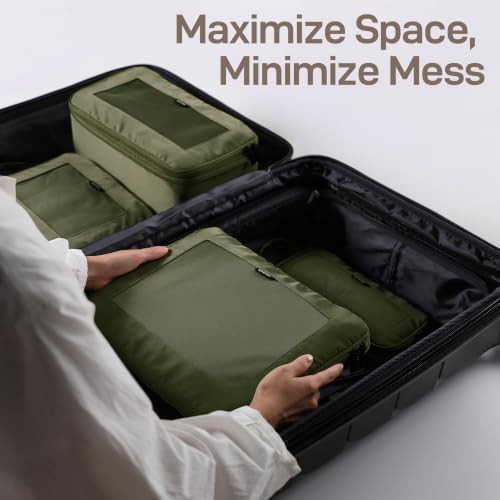 TripCozy Compression Packing Cubes (Olive Green / Set of 4)
