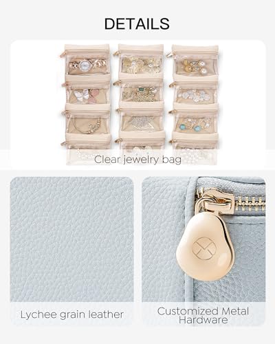 Travel Jewelry Box with Clear 12 Velvet Bags (12PCS-Baby Blue)