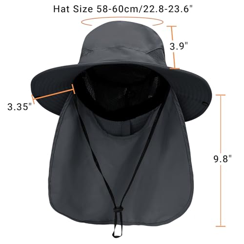 Sun Bucket Hats for Men Women Fishing Hat with Neck Flap Khaki (Khaki (With Neck Flap))