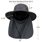 Sun Bucket Hats for Men Women Fishing Hat with Neck Flap Black (Black (With Neck Flap))