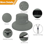 Sun Hats for Women Bucket Hat UV Protection Fishing Hat Wide Brim Safari Hats 2 in 1 Zip (1pack-dark Grey)