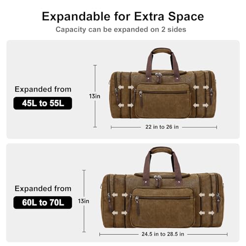 Large Canvas Duffle Bag for Travel (Coffee / 55L)