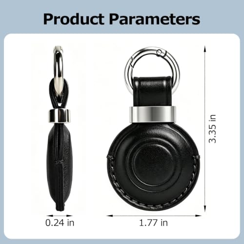 1|2|4 Pack Leather Holder Keychain for AirTag 2nd Gen (2026) & 1st Gen, Compact Design with Air tag Case, Secure Protective Cover with Ring Car Keys Chain Fob Accessories, Black (B3-Black)