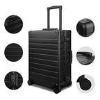 All Aluminum Carry On Luggage with TSA Locks Zipperless Alloy Metal Hard Shell Spinner Suitcase (Black / 20")