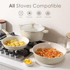 Nonstick Ceramic Cookware Set (Antique White)