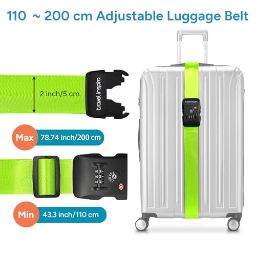 2 Pack Luggage Straps for Suitcases with TSA Lock (Apple Green)