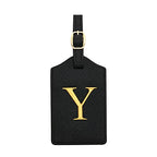 Luggage Tag PU Leather for Suitcase Baggage Handbag Travel Bag Label Suitcase Tag w. Name Card & Privacy Cover (Y)