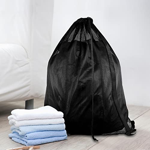 Mesh Laundry Bags with Adjustable Shoulder Strap (Grey, White, Black-1)