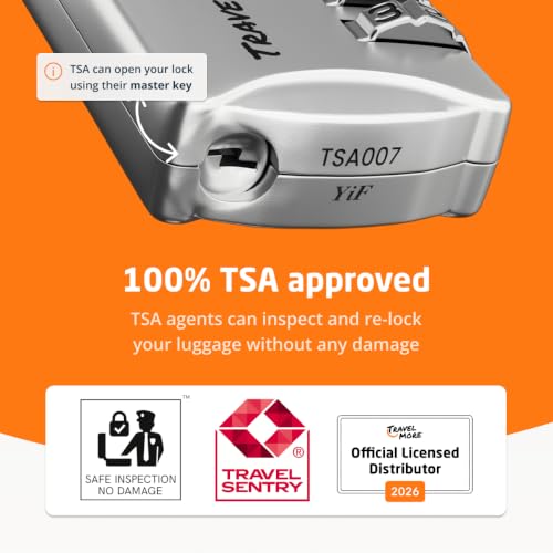 Luggage Locks TSA Approved (1 Pack / Silver)
