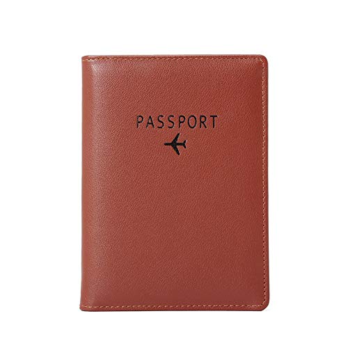 Travel Wallet & Family Leather Passport Holder Cover RFID Blocking Travel Wallet (Coffee)