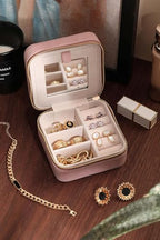 Travel Jewelry Organizer Boxes for Women Small Portable Necklace Earrings Bracelet Rings Travel Case Best Friend Birthday Gifts for Women Trendy (Butterfly_Pink_Gray)