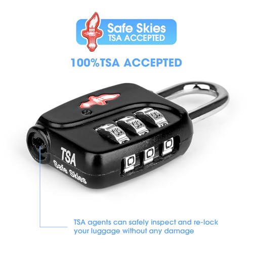 Safe Skies 3 Digit TSA Lock 2 (2 PACK BLACK)