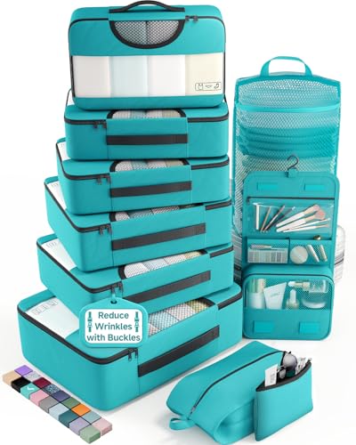 10 Set Packing Cubes for Travel Essentials (10 Teal)