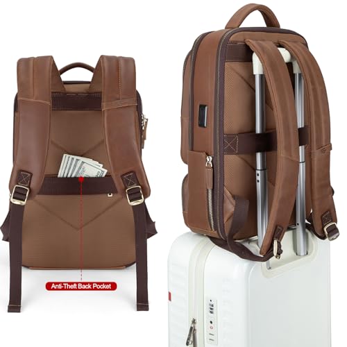 Leather Laptop Backpack (15.6inch / Leather-brown)