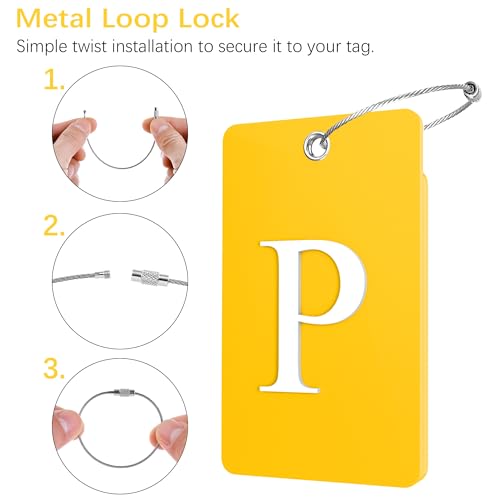 2 Pack Initial Luggage Tags for Suitcases Airplane Travel Essentials (Large P / Yellow)