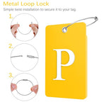 2 Pack Initial Luggage Tags for Suitcases Airplane Travel Essentials (Large P / Yellow)