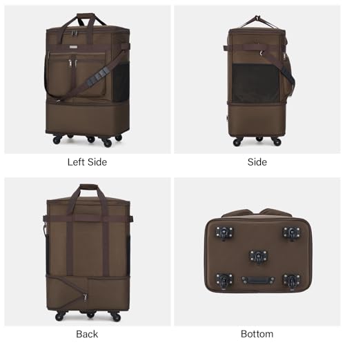 Expandable Luggage Bags for Travel Collapsible Suitcase with Wheels (Coffee)