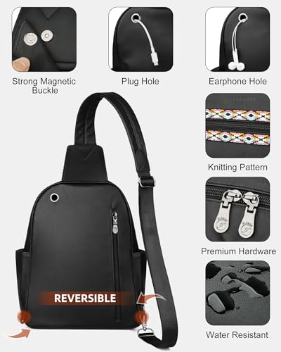 Large Sling Bag for Women (Pure Black)