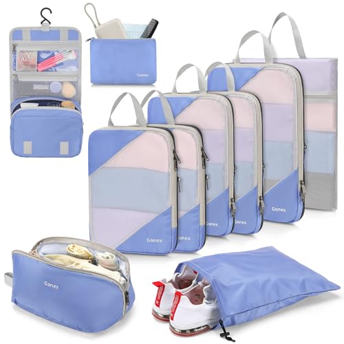 Compression Packing Cubes for Travel (Set of 10 / Light Purple)