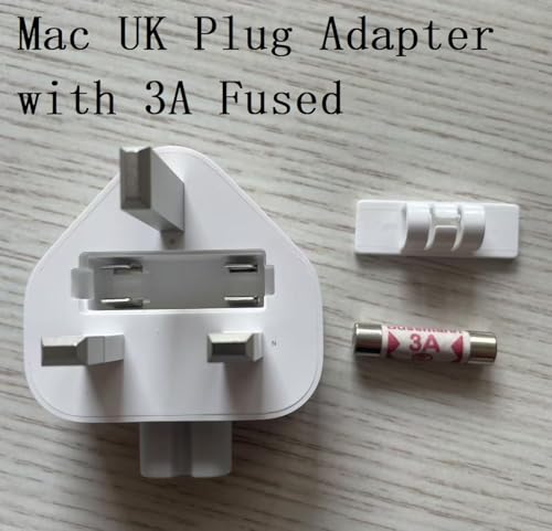 3 Prong Mac Duckhead Power Adapter UK Travel Standard Plug Head for MacBook (Mac UK Travel Adapter Plug / White01)